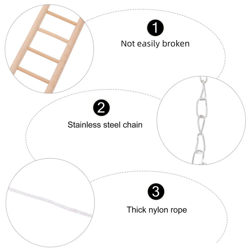 Wooden Parrot Swing Stand Ladder Set Natural Wood Birdcage Accessory for Parakeets - Image 4