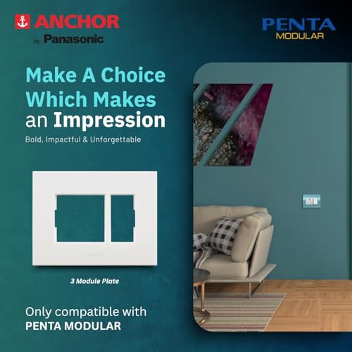 Anchor by Panasonic Penta Modular Regular 3 Module Plate for Switch Board, 10 Years on Site Warranty (White, 65903) - Image 3