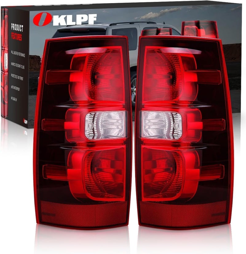 OKLPF Rear Brake Tail Lights for 2007-2014 Chevy Suburban and Tahoe 1500 2500 - Red Assembly with Bulbs and Harness - Image 1