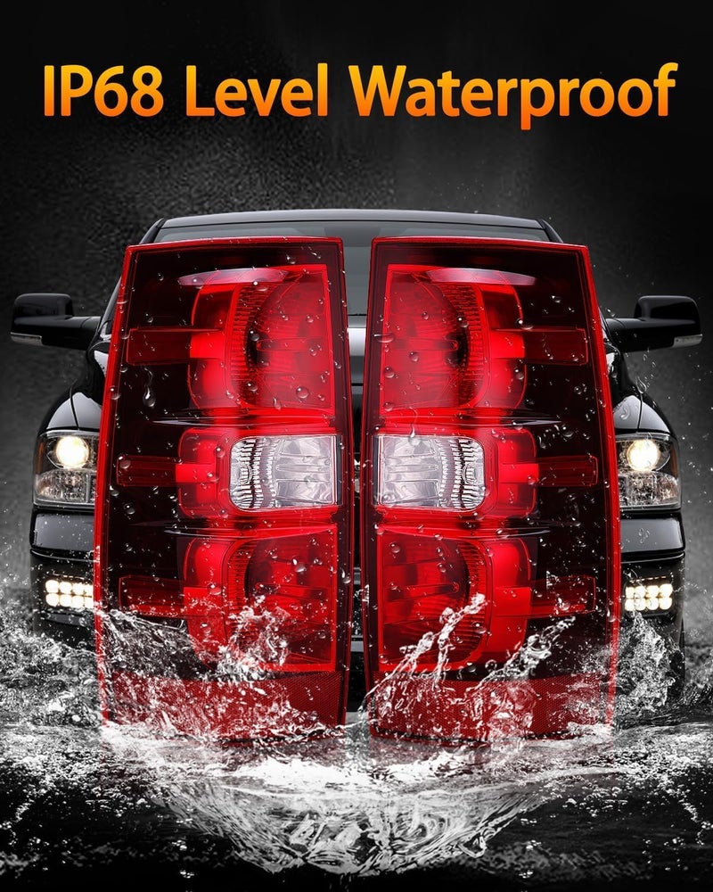 OKLPF Rear Brake Tail Lights for 2007-2014 Chevy Suburban and Tahoe 1500 2500 - Red Assembly with Bulbs and Harness - Image 4