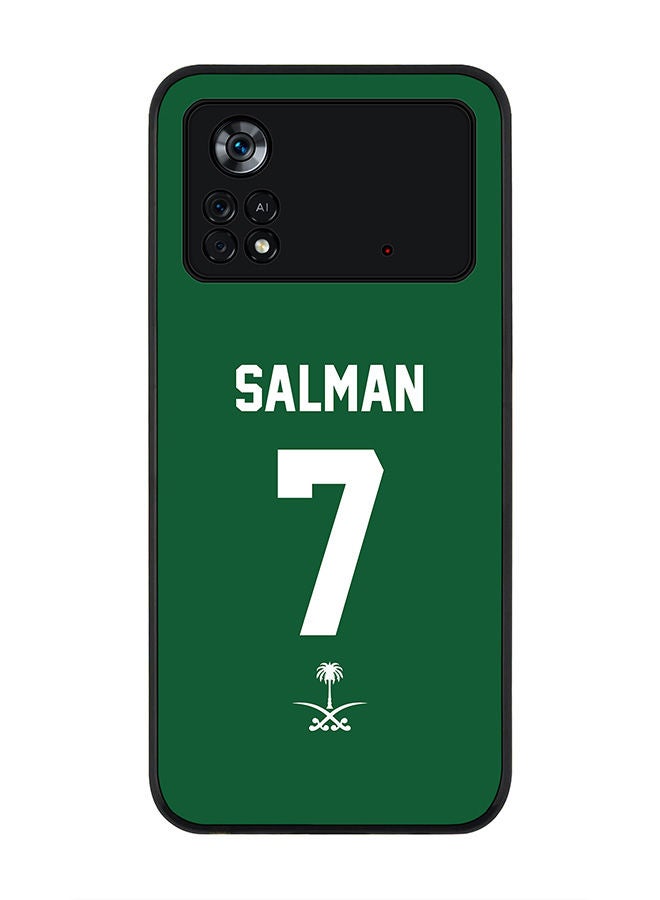 Stylizedd Rugged Black edge case for Poco M4 Pro 4G Slim fit Soft Case Flexible Rubber Edges Anti Drop TPU Gel Thin Cover - Football Team - Saudi Arabia Player Name - Salman - Image 1