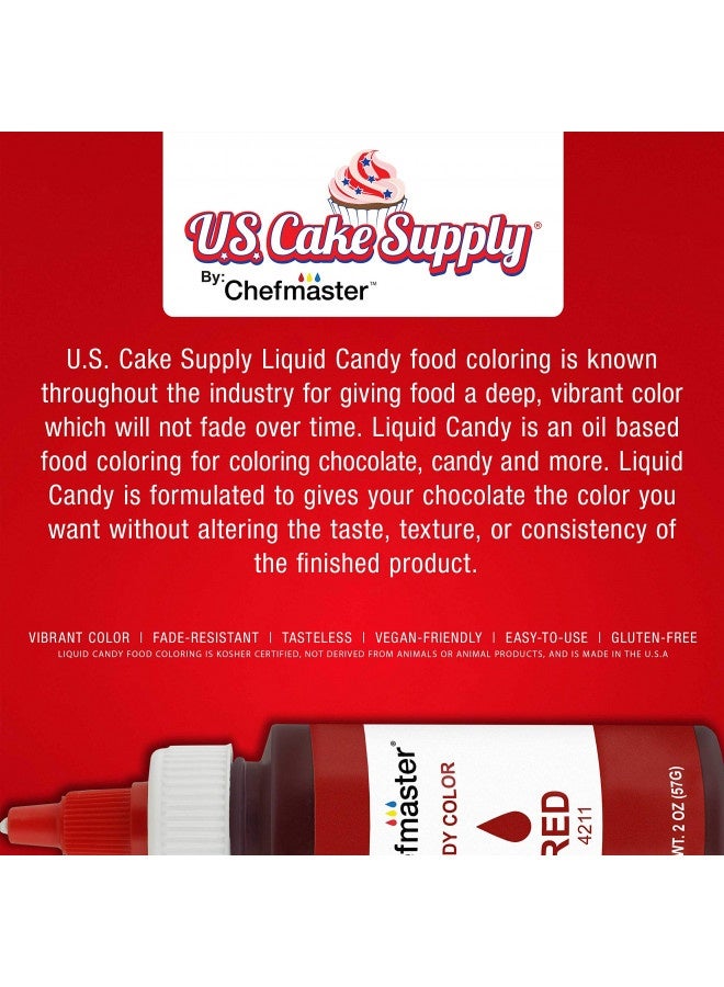 U.S. Cake Supply U.S. Cake Supply Large 2-Ounce Bottles Of Each Liquid Candy Food Color 8 Bottle Kit With Mixing Wheel For Chocolate And Candy Coloring  - Image 2