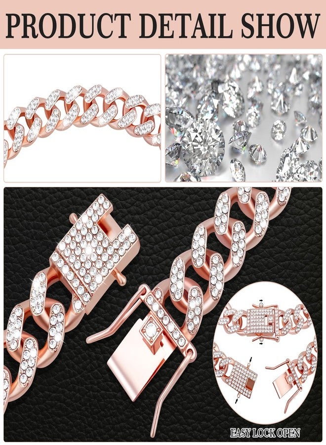 كولودوغو سلسلة كوبية للكلاب مع بطاقة تعريف للحيوانات الأليفة، طوق خانق مرصع بالكريستال، سلسلة معدنية للتدريب والمشي للكلاب الصغيرة والمتوسطة والكبيرة والقطط - Image 2