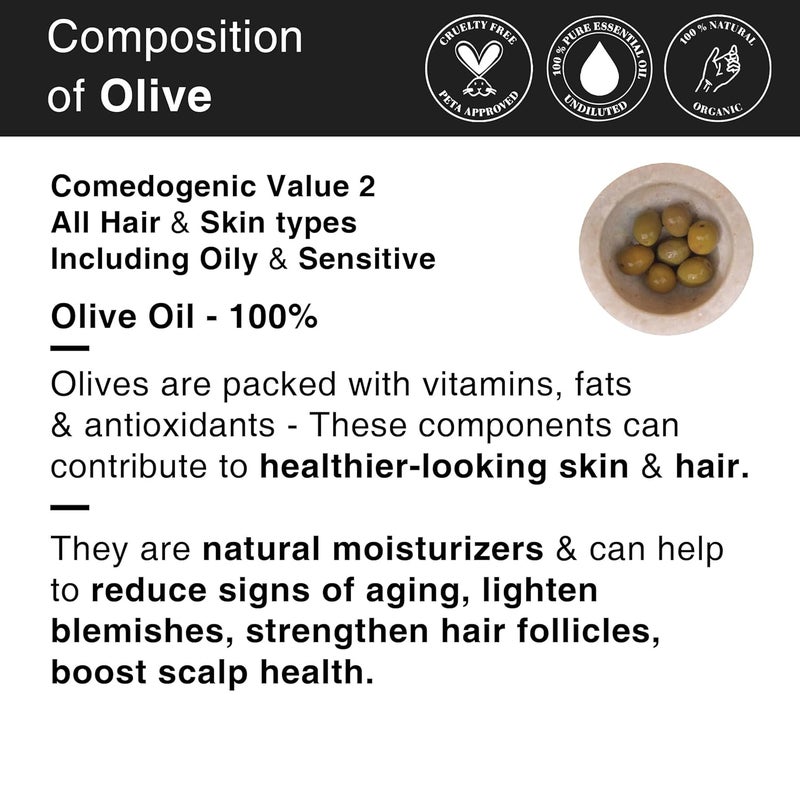 Soulflower Soulflower Extra Virgin Olive Oil For Hair Skin ColdPressed for Hair Growth Anti Hair Fall Damaged Hair Repair Fine Lines Wrinkles Makeup Primer Lip Heel Moisturizer 100 Pure Natural for Men Women 120ml - Image 2