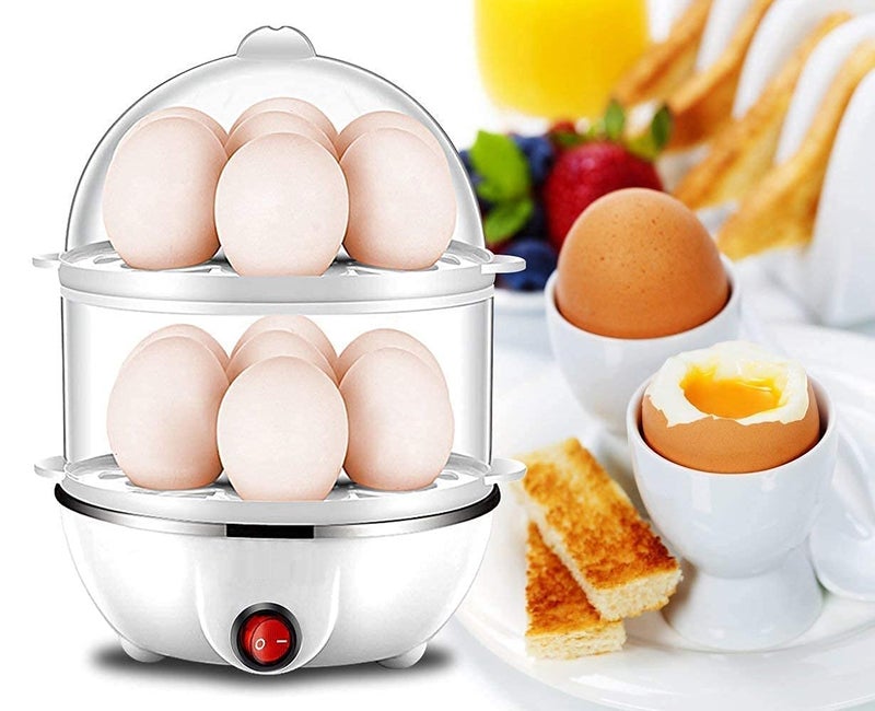 AOXITO Plastic Electric 2 Layer Egg Boiler Cooker Steamer Poacher Automatic Off SteamingBoiling Double Layer 14 Egg Boiler Cooking Multicolor 14 Ounces - Image 3