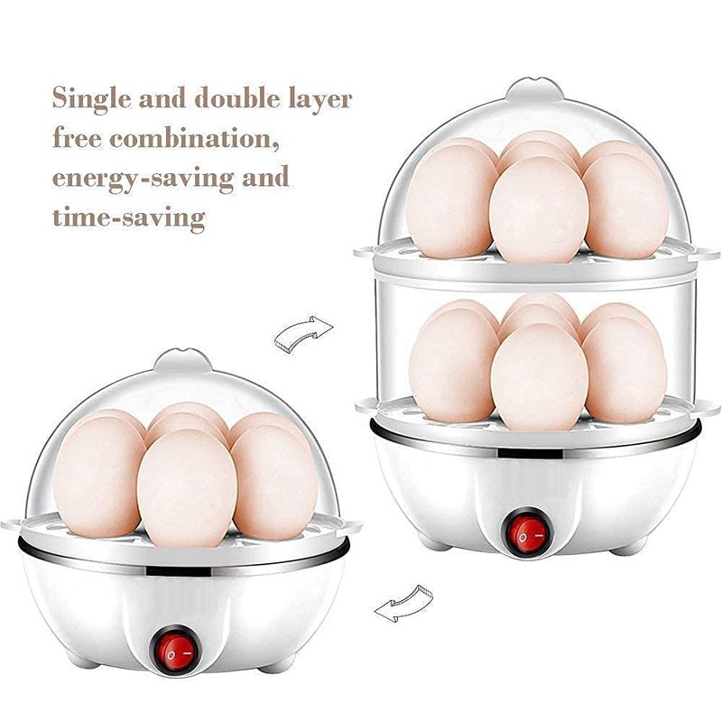 AOXITO Plastic Electric 2 Layer Egg Boiler Cooker Steamer Poacher Automatic Off SteamingBoiling Double Layer 14 Egg Boiler Cooking Multicolor 14 Ounces - Image 4