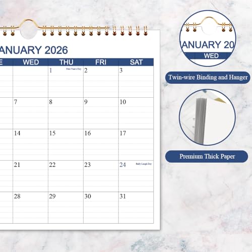 Nokingo Calendar 2026-2027 - Wall Calendar Runs Jan 2026 to Jun 2027-18 Months Calendar Planner with Thick Paper for Planning and Organizing for Home or Office, Blue Hanging Calendars, 8.5 x 11 Inches Calendars 26-27 - Image 2