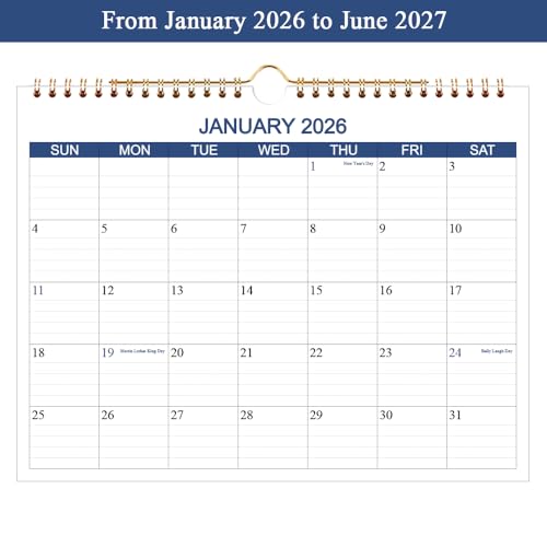 Nokingo Calendar 2026-2027 - Wall Calendar Runs Jan 2026 to Jun 2027-18 Months Calendar Planner with Thick Paper for Planning and Organizing for Home or Office, Blue Hanging Calendars, 8.5 x 11 Inches Calendars 26-27 - Image 4