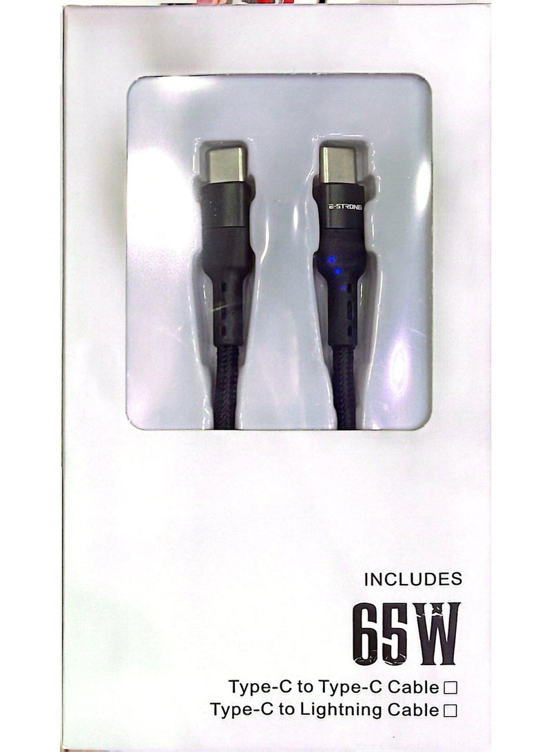 E-Strong FastCharge USB-C to USB-C fast charger cable, USB type C charger cable fast charging for iPhone 17,16, 15, Samsung Galaxy S 25, S24, S23 Black 1.2M - Image 1