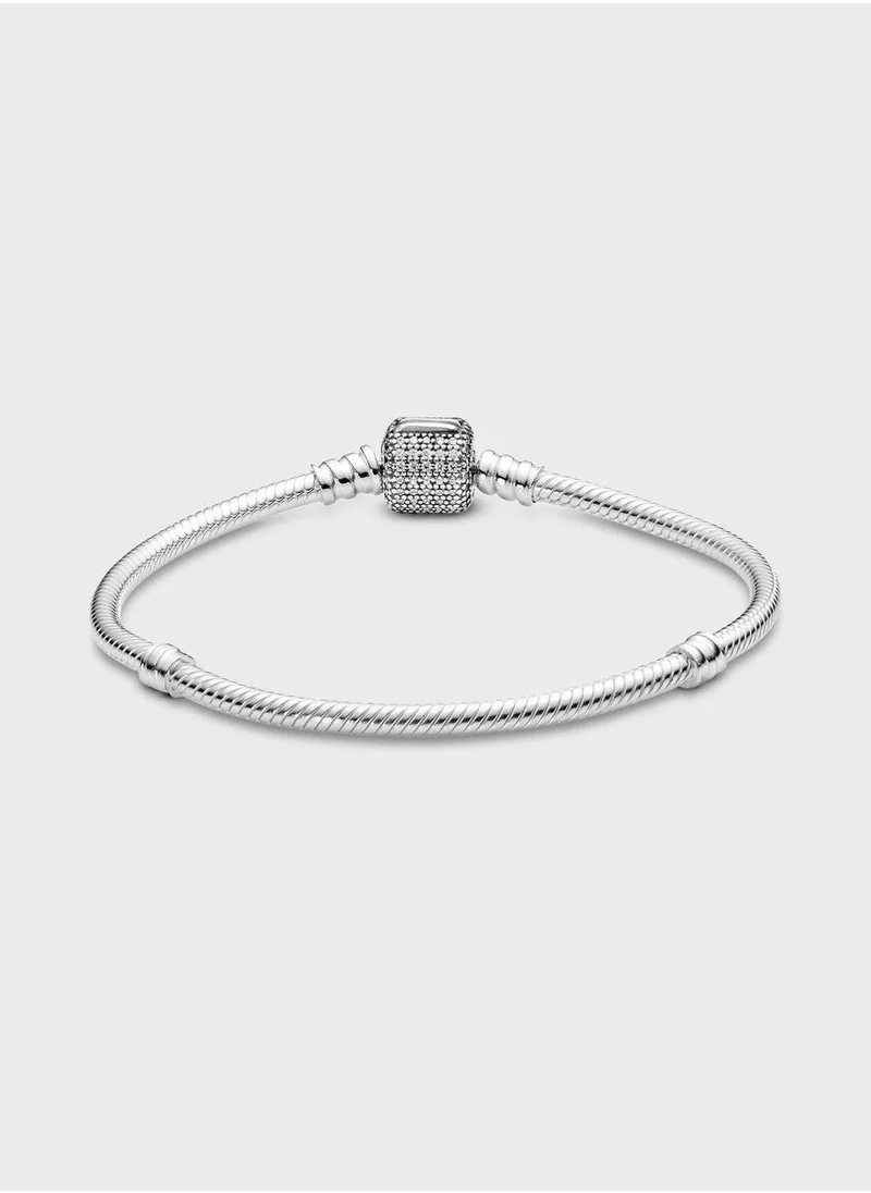 PANDORA Moments Sparkling Pavã© & Snake Chain Bracelet