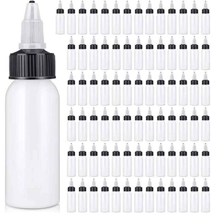 Epakh 80 Pieces Plastic Squeeze Bottle with Twist Top Cap Dispensing Bottles Small Round HDPE Bottle 1 Oz/ 30 ml Squeeze Condiment Bottles for Crafts,Household,Kitchen,Lab Dispensing