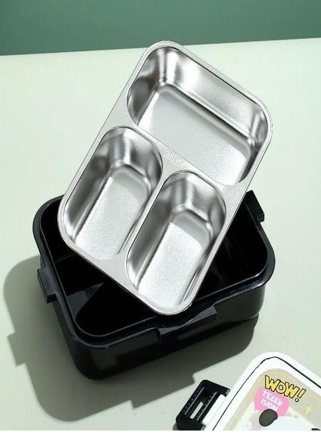 TUPERMAR 2 Compartment Leak Proof Leak Proof Stainless Steel Lunch Box 2 Level Spill Proof School Picnic Tiffin Lunch Box Steel Lunch Box with 4 Compartment Durable Perfect Size - Image 5