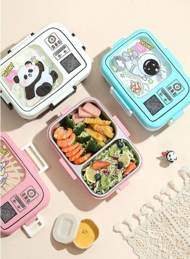 TUPERMAR 2 Compartment Leak Proof Leak Proof Stainless Steel Lunch Box 2 Level Spill Proof School Picnic Tiffin Lunch Box Steel Lunch Box with 4 Compartment Durable Perfect Size - Image 4