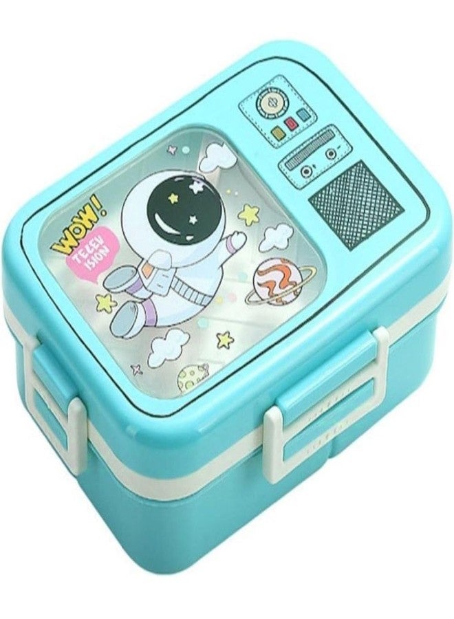 TUPERMAR 2 Compartment Leak Proof Leak Proof Stainless Steel Lunch Box 2 Level Spill Proof School Picnic Tiffin Lunch Box Steel Lunch Box with 4 Compartment Durable Perfect Size - Image 1