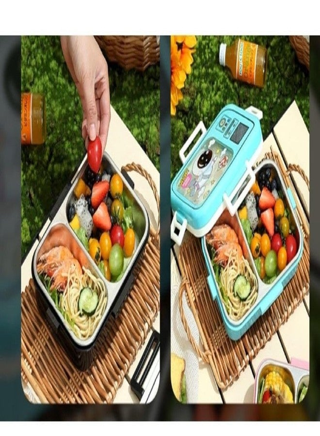 TUPERMAR 2 Compartment Leak Proof Leak Proof Stainless Steel Lunch Box 2 Level Spill Proof School Picnic Tiffin Lunch Box Steel Lunch Box with 4 Compartment Durable Perfect Size - Image 3