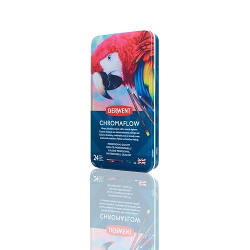 Derwent Chromaflow Colored Pencils Tin, Set of 24, Great for Holiday Gifts, 4mm Wide Core, Multicolor, Smooth Texture, Art Supplies for Drawing, Blending, Sketching, Professional Quality (2305857) - Image 1