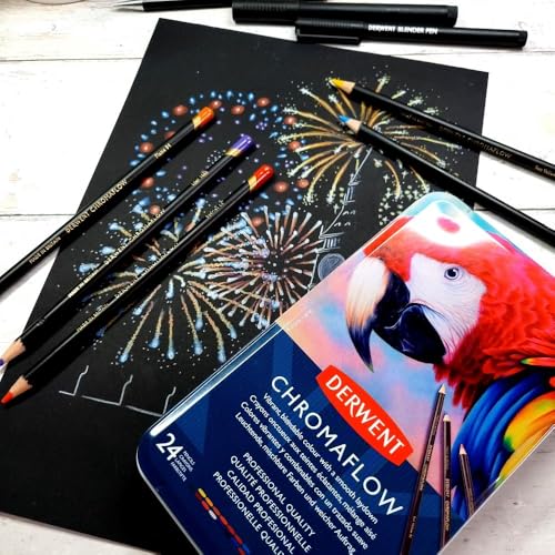 Derwent Chromaflow Colored Pencils Tin, Set of 24, Great for Holiday Gifts, 4mm Wide Core, Multicolor, Smooth Texture, Art Supplies for Drawing, Blending, Sketching, Professional Quality (2305857) - Image 4