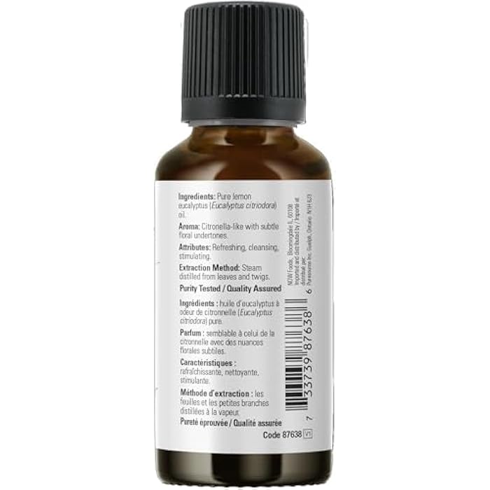 NOW Essential Oils, Lemon Eucalyptus Oil, Refershing Aromatherapy Scent, Steam Distilled, 100% Pure, Vegan, Child Resistant Cap, 30mL - Image 3