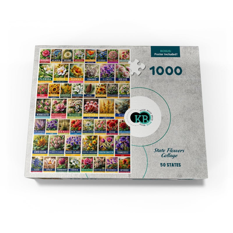MyPuzzle.com MyPuzzle State Flowers Series: 50 State Flowers Collage, Vol. 2 - Premium 1000 Piece Jigsaw Puzzle for Adults - Image 4