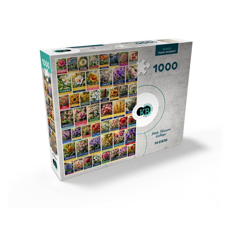 MyPuzzle.com MyPuzzle State Flowers Series: 50 State Flowers Collage, Vol. 2 - Premium 1000 Piece Jigsaw Puzzle for Adults - Image 2
