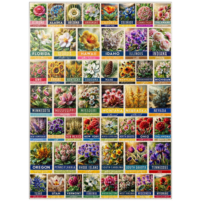 MyPuzzle.com MyPuzzle State Flowers Series: 50 State Flowers Collage, Vol. 2 - Premium 1000 Piece Jigsaw Puzzle for Adults - Image 1