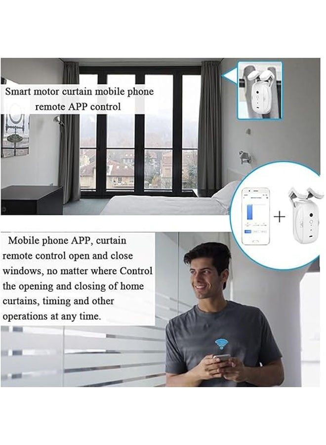فتاحة ستائر ذكية أوتوماتيكية - تحكم عن بُعد مع تطبيق/مؤقت/صوت، محرك ذو أداء عالي مُحسّن، مستشعر ضوء أوتوماتيكي، إضافة بوابة، يتوافق مع جوجل ألكسا (قضيب رومان منفرد ZigBee)
