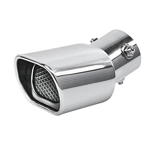 OtpOutopa Stainless Steel Car Exhaust Square Tip, 2.5" to 3.7" Universal Car Exhaust Pipe Tail Throat Tail Pipe, Modification Tailpipe Flue Muffler Rear Tip Pipe with Mesh (Curved,Silver) - Image 5