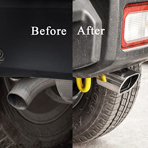 OtpOutopa Stainless Steel Car Exhaust Square Tip, 2.5" to 3.7" Universal Car Exhaust Pipe Tail Throat Tail Pipe, Modification Tailpipe Flue Muffler Rear Tip Pipe with Mesh (Curved,Silver) - Image 4