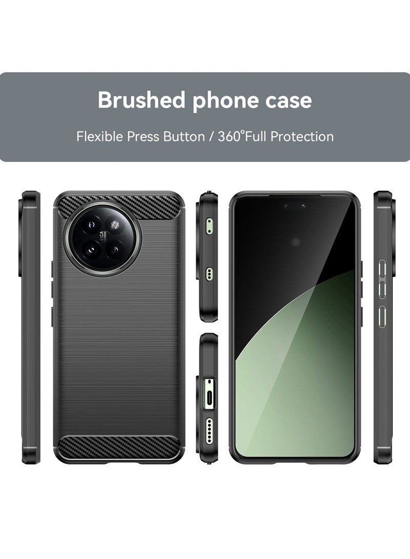 يوارب كينج Slim Fit Phone Cover with Shock-Absorption, Carbon Fiber TPU Rubber Protective Case For Xiaomi 14 Civi / Xiaomi Civi 4 Pro Black - Image 2