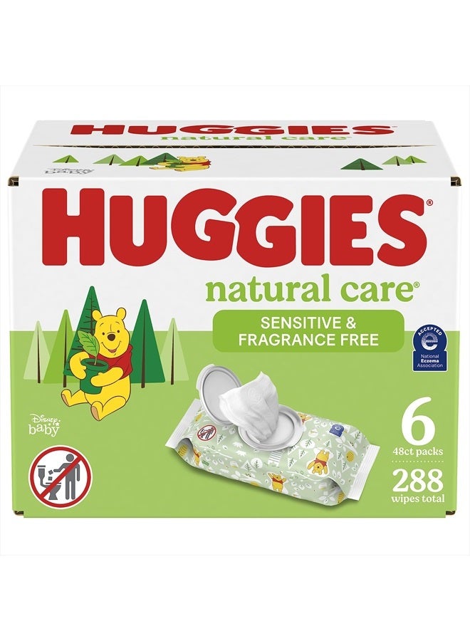 HUGGIES Huggies Natural Care Sensitive Baby Wipes, Unscented, Hypoallergenic, 6 Flip-Top Packs (288 Wipes Total) - Image 1