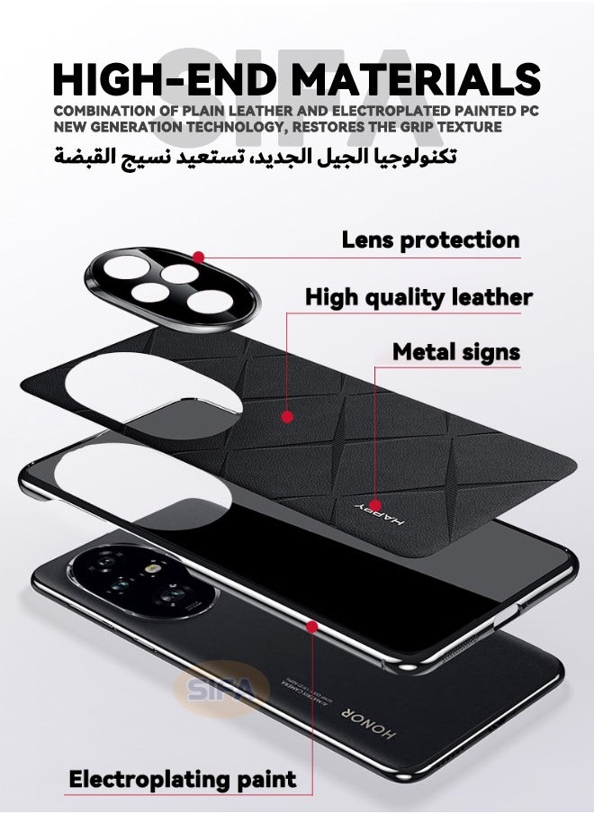 Generic - Honor 200 5G Phone Case, Composite Material Leather Back Cover, Luxury, Elegant, Anti-Drop, Non-Slip, Camera Protection Design Cover, Slim Leather Case for Honor 200 5G 6.7 inch (Black) - Image 1