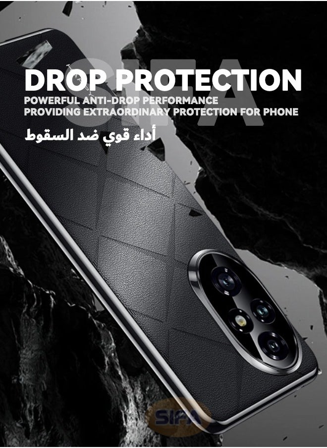 Generic - Honor 200 5G Phone Case, Composite Material Leather Back Cover, Luxury, Elegant, Anti-Drop, Non-Slip, Camera Protection Design Cover, Slim Leather Case for Honor 200 5G 6.7 inch (Black) - Image 1