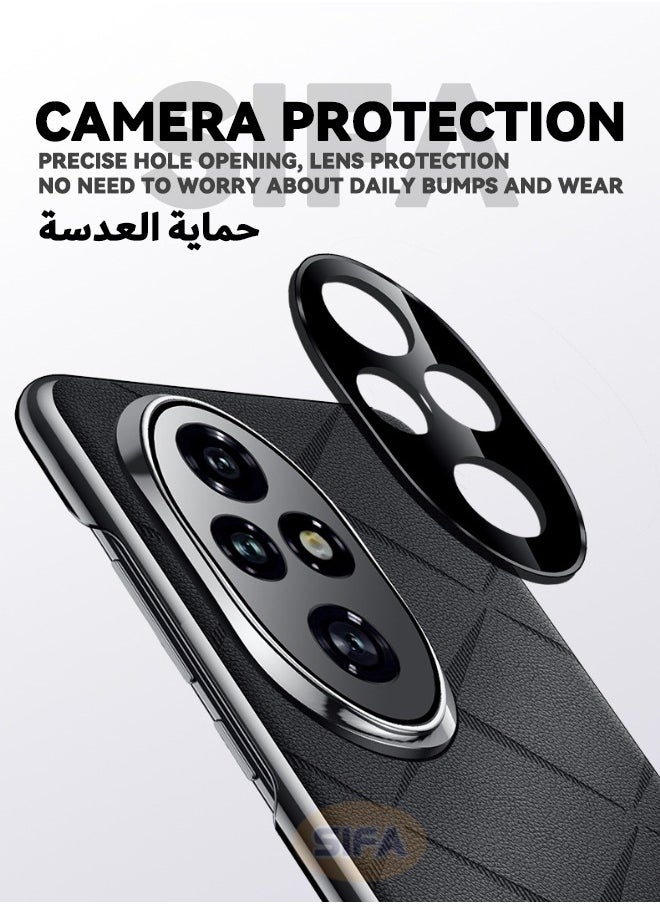 Generic - Honor 200 5G Phone Case, Composite Material Leather Back Cover, Luxury, Elegant, Anti-Drop, Non-Slip, Camera Protection Design Cover, Slim Leather Case for Honor 200 5G 6.7 inch (Black) - Image 1