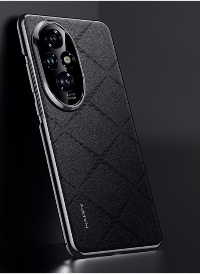 Generic - Honor 200 5G Phone Case, Composite Material Leather Back Cover, Luxury, Elegant, Anti-Drop, Non-Slip, Camera Protection Design Cover, Slim Leather Case for Honor 200 5G 6.7 inch (Black) - Image 1