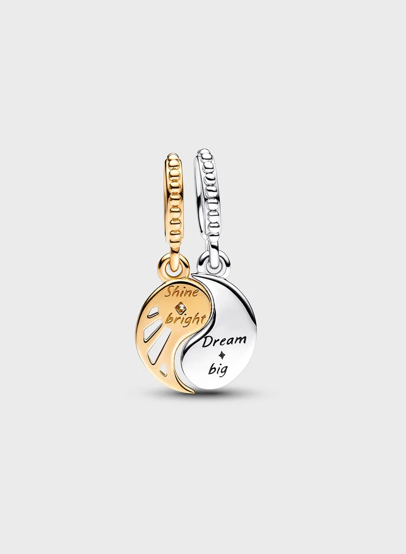 PANDORA Two-Tone Splittable Sun & Moon Dangle Charm