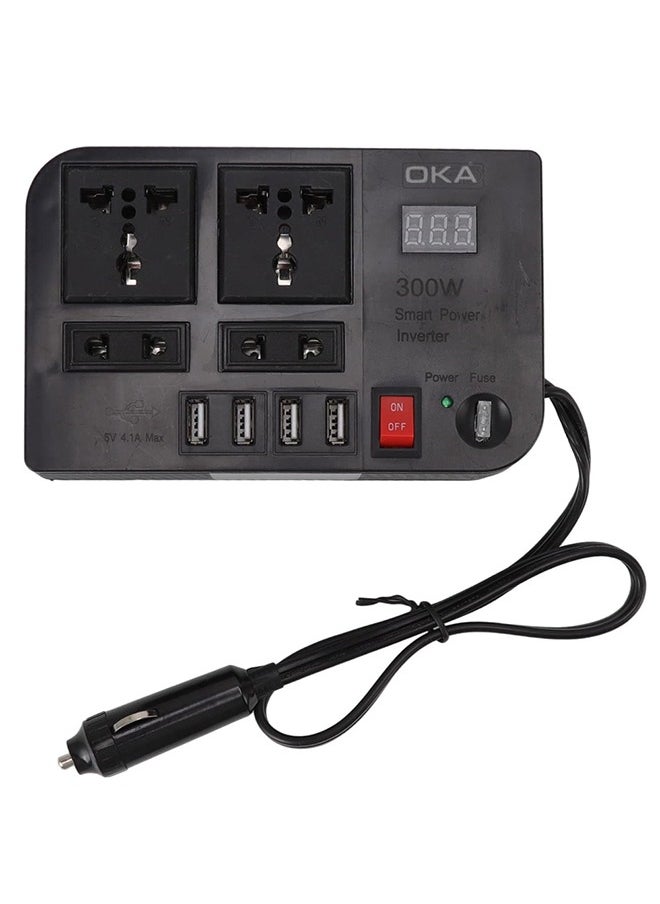 OKA Power Adapter From 12 Volts To 220 Volts Capacity 300 Watts Works Through The Car Lighter  - Image 1