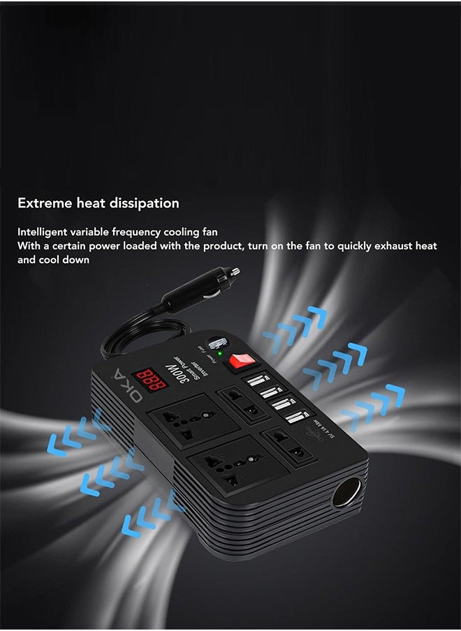 OKA Power Adapter From 12 Volts To 220 Volts Capacity 300 Watts Works Through The Car Lighter  - Image 4