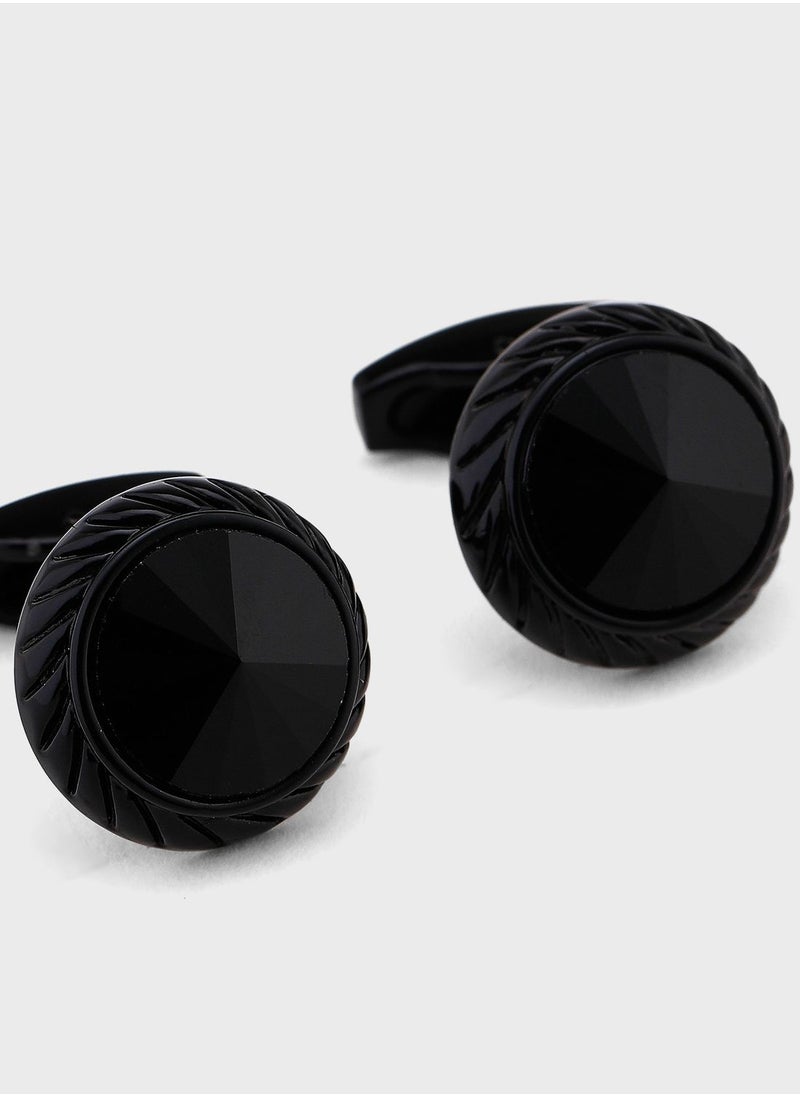 Robert Wood - Round Prism Cufflink In A Gift Box - Image 1