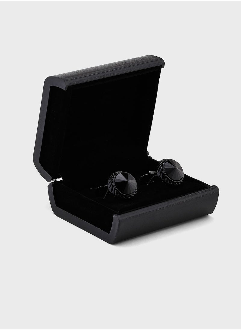 Robert Wood - Round Prism Cufflink In A Gift Box - Image 1