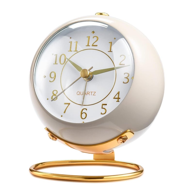 Kadio Classic Table Alarm Clock | Battery Operated Silent Operation Non-Ticking Alarm Clock with Backlight HD Glass | Stylish Snooze Clock for Bedroom, Home, Kitchen & Indoor Use (KDO-508Whitee) - Image 1