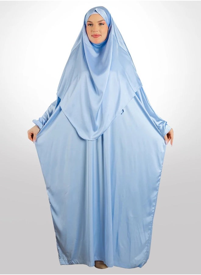 زمرد ثوب صلاة حرير ستان  ساده عملي مع غطاء الرأس من زمرد فاشون -فرنساوي  - Image 1