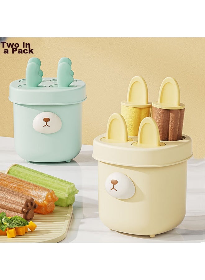 Canjiangjun Homemade Ice Cream Mold, Home Popsicle And Ice Cream Mold, Creative Cartoon Diy Ice Cube Mold, 2-Piece Set - Image 1