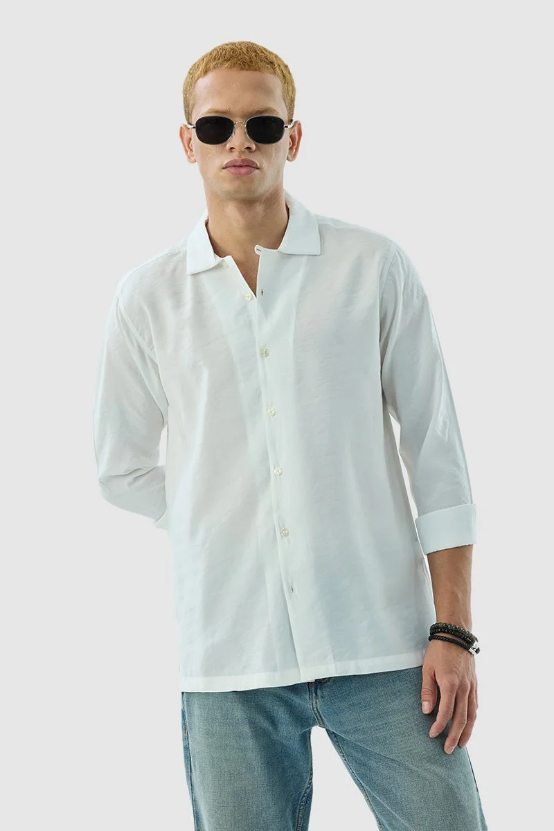 SNITCH White Box Fit Creased Effect Shirt