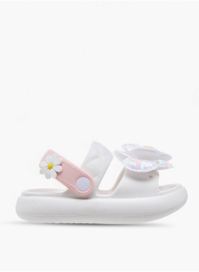 Aqua Girls Butterfly Applique Detail Slides with Backstrap  - Image 3