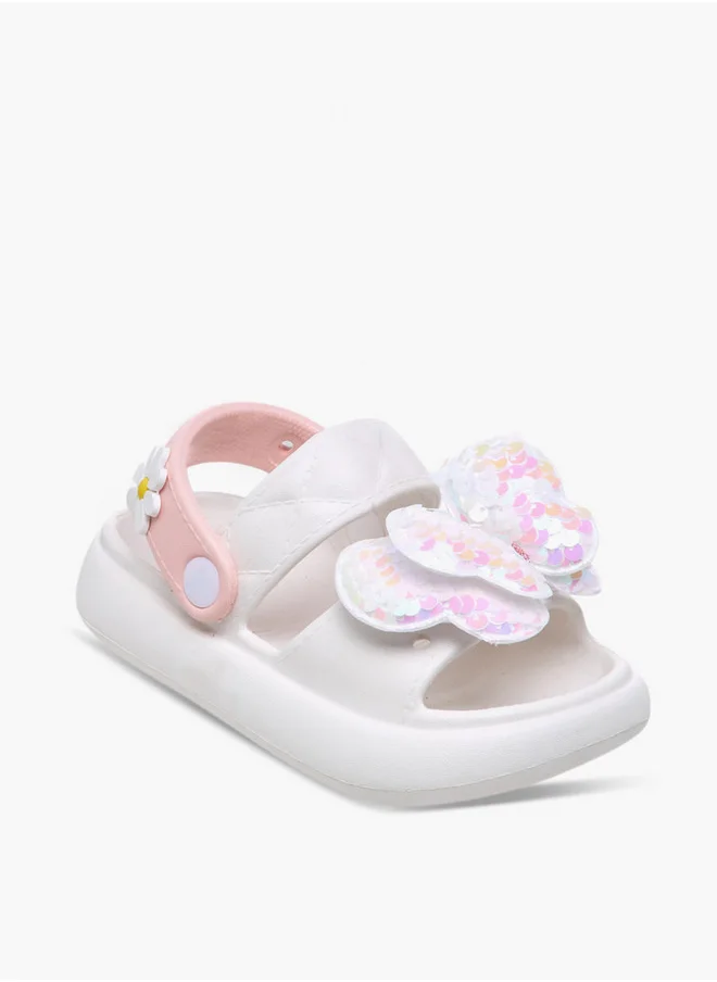 Aqua Butterfly Applique Detail Slides with Backstrap