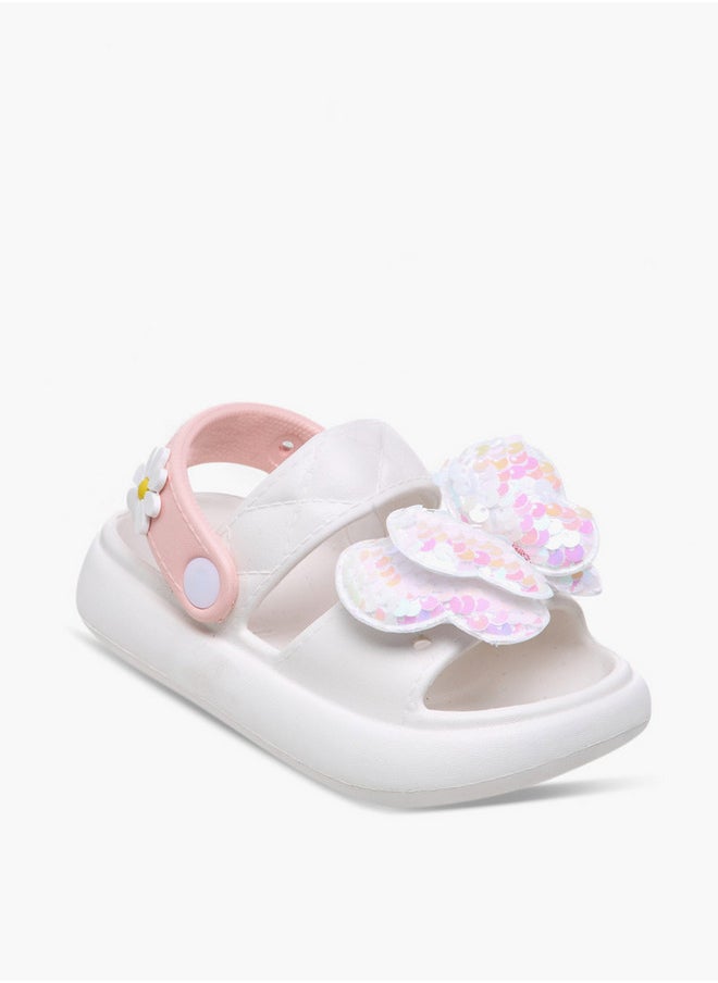 Aqua Girls Butterfly Applique Detail Slides with Backstrap  - Image 2
