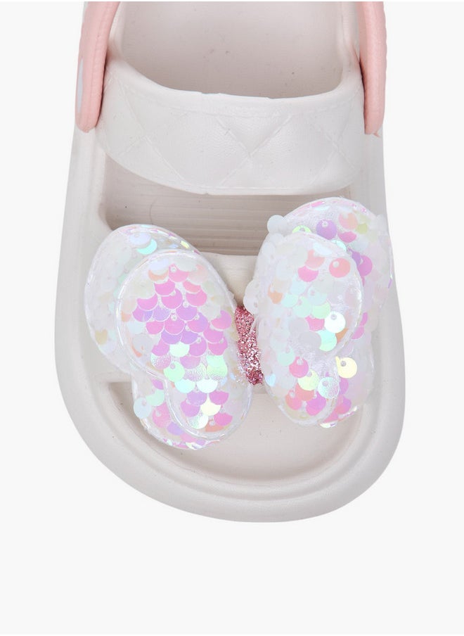 Aqua Girls Butterfly Applique Detail Slides with Backstrap  - Image 4
