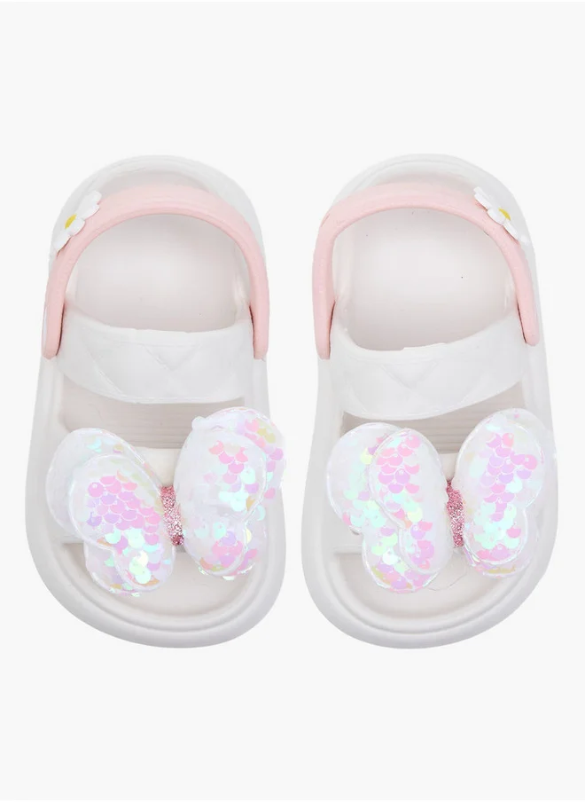 Aqua Butterfly Applique Detail Slides with Backstrap