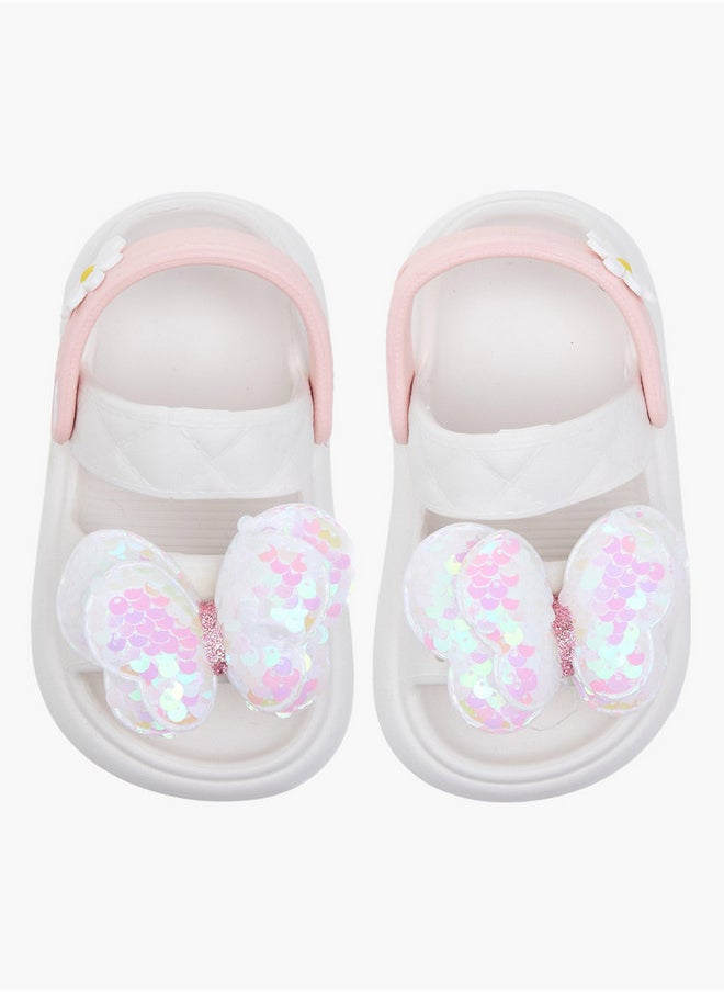 Aqua Girls Butterfly Applique Detail Slides with Backstrap  - Image 1