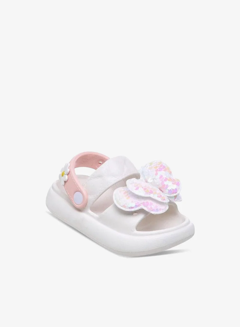 Aqua Girls Butterfly Applique Detail Slides with Backstrap